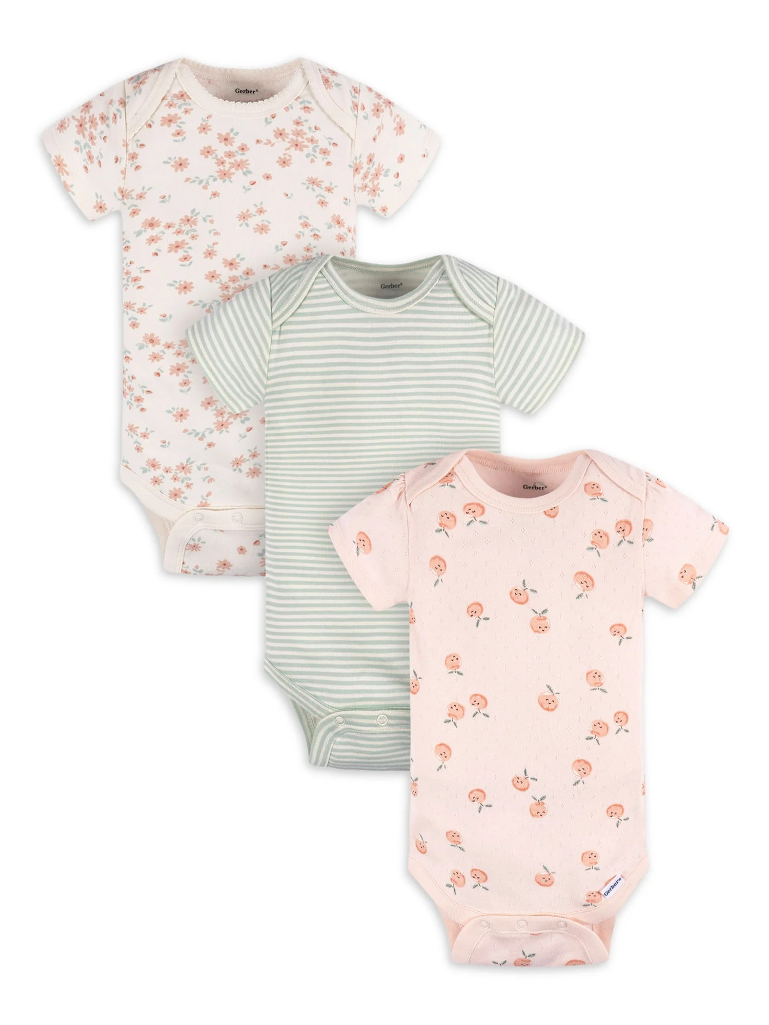 Gerber Baby Girl Casual Short Sleeve Bodysuits, 3-Pack, Sizes Preemie - 12 Months - Walmart.com | Walmart (US)