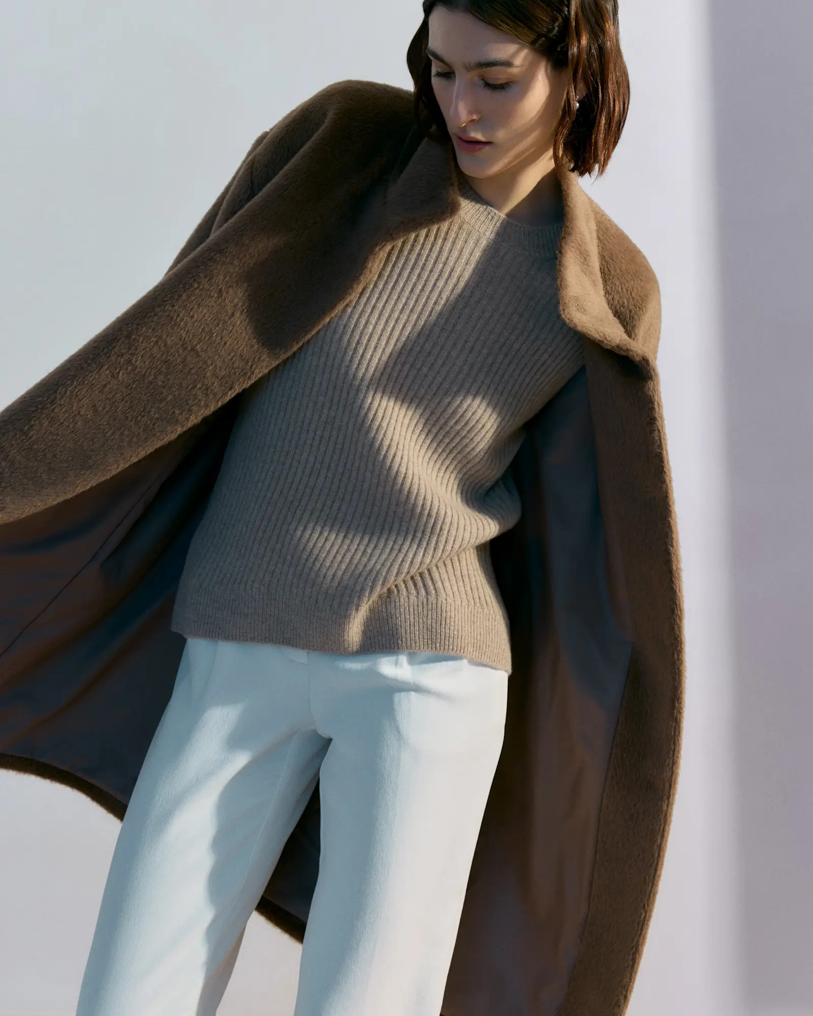 Mongolian Cashmere Relaxed Wide-Rib Crewneck Sweater in Oatmeal | Quince