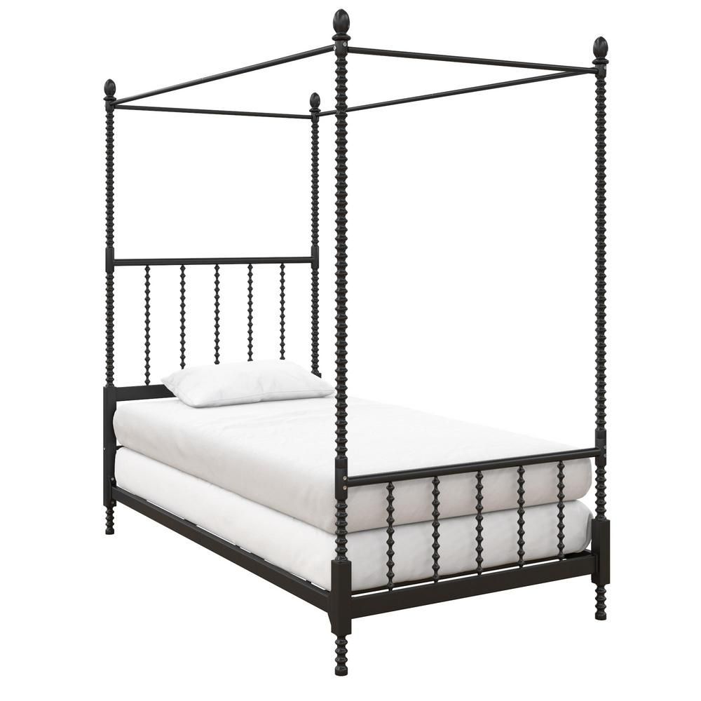 DHP Emerson Black Metal Canopy Twin Size Frame Bed-DE84559 - The Home Depot | The Home Depot