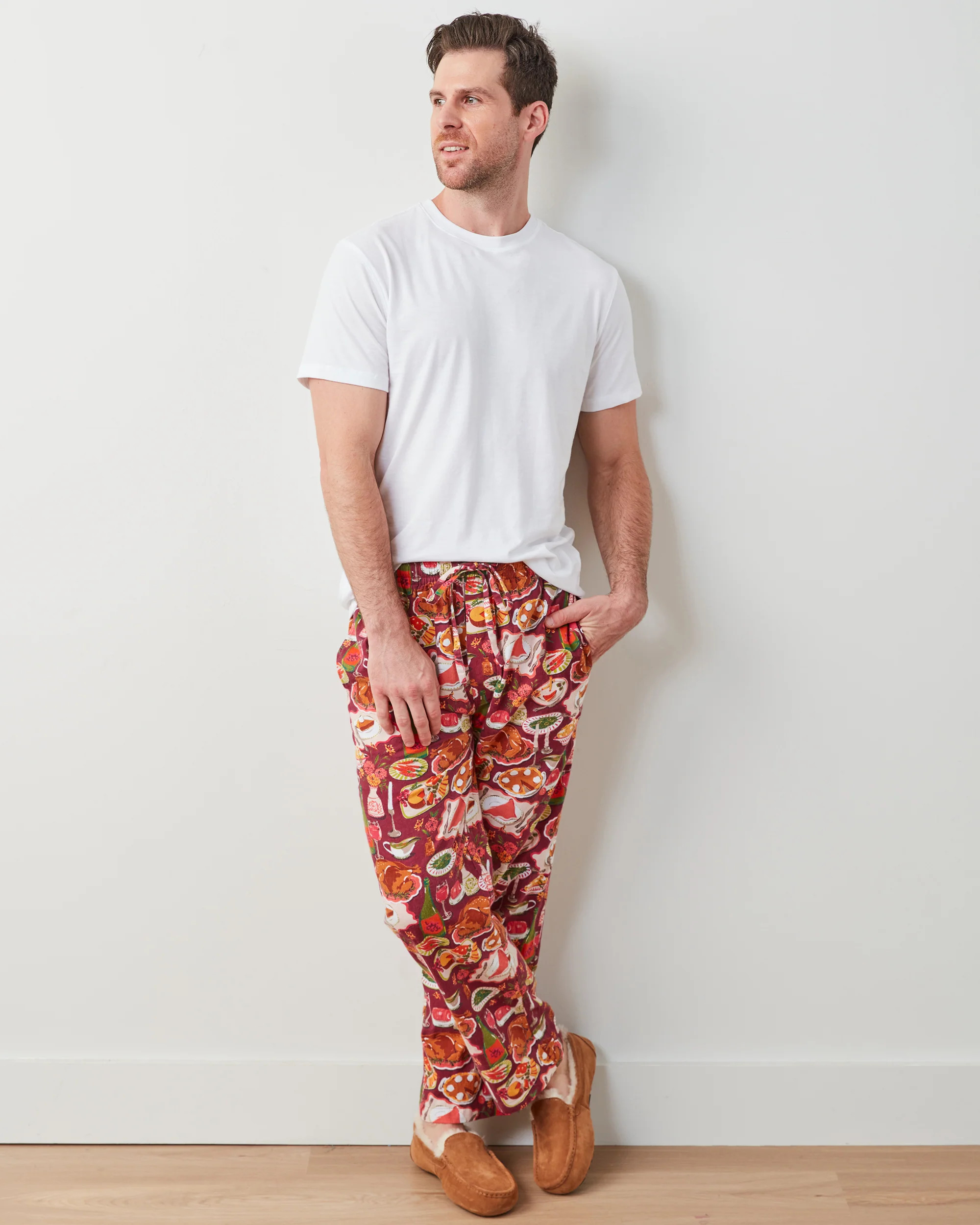 Festive Feast - Men&#39;s Flannel PJ Pants - Cranberry Sauce | Printfresh