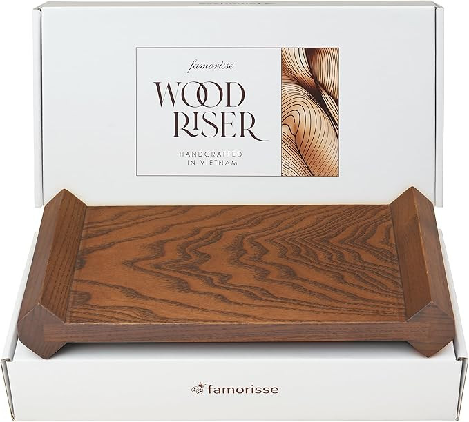 Large Brown Wood Riser for Home Decor, Kitchen Sink Counter Organizer, Wooden Pedestal Stand Coff... | Amazon (US)