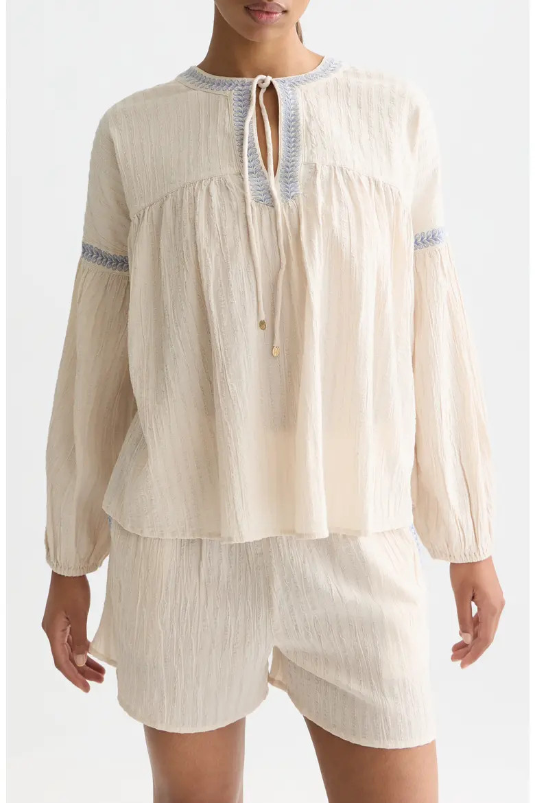 Embroidered Cotton Crepe Top (Women) | Nordstrom | Nordstrom