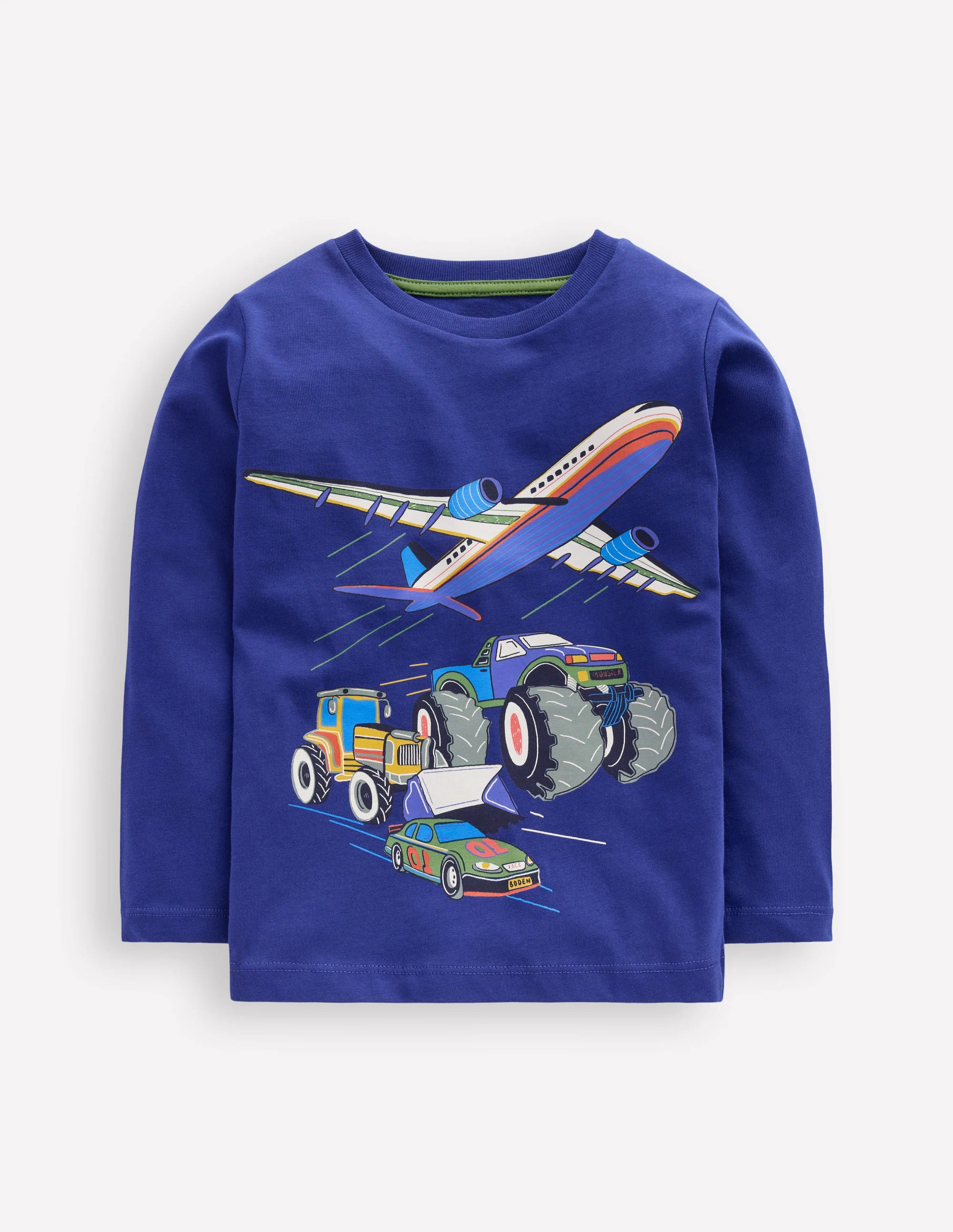 Long Sleeve Printed T-shirt-Sapphire Blue Vehicles | Boden (US)