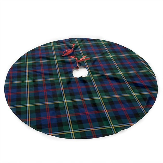 ALASFC Christmas Tree Skirt 35.5 Inch,Malcolm Family Tartan Dark Blue and Green Plaid Print Rusti... | Amazon (US)