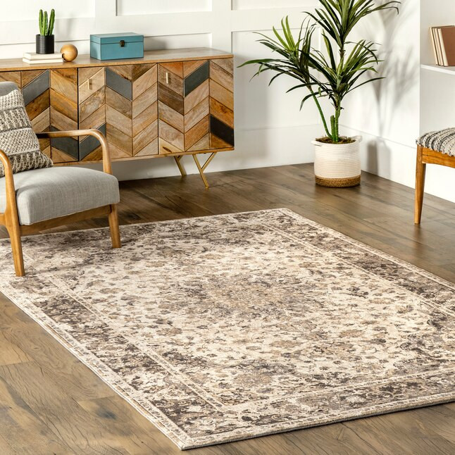 nuLOOM 8 x 10 Beige Indoor Medallion Vintage Area Rug | Lowe's