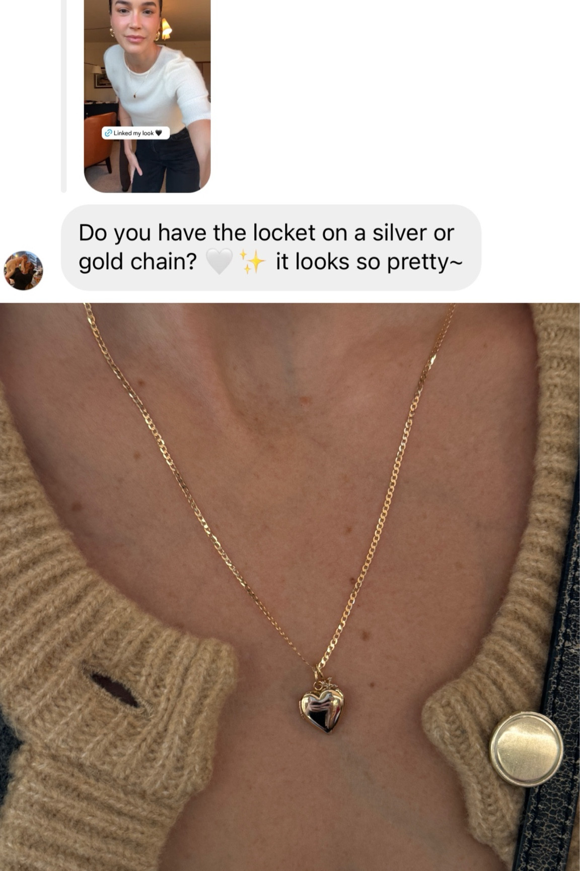 I have it on a 20 inch chain in yellow gold. I also have a tiny “X” charm for my last name. The locket can be engraved w/ initials but since I have the little x charm thought that was cute like that! 

#LTKFamily