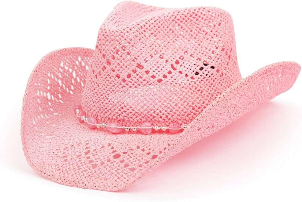 TOVOSO Western Cowgirl Hat, Straw Cowboy Hat for Women with Shapeable Brim, Beaded Hearts Trim, S... | Amazon (US)
