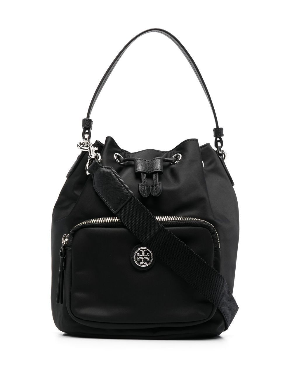 Tory Burch logo-plaque bucket bag - Black | Farfetch Global