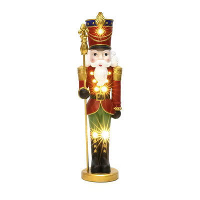 LuxenHome 36.02" LuxenHome 3Ft Lighted Nutcracker Soldier with Scepter, Battery Operated Christmas Decoration | Target