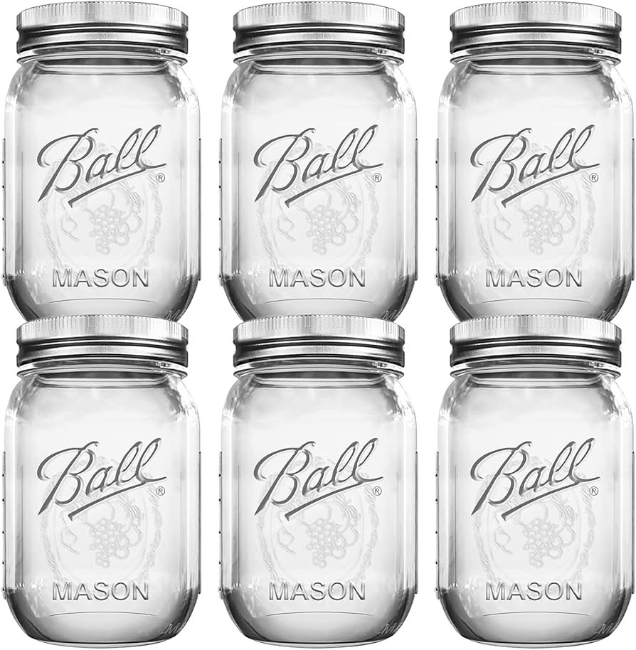BHL JARS Regular Mouth Mason Jars 16 oz Bundle with Non Slip Jar Opener brand Set of 6-16 Ounce S... | Amazon (US)