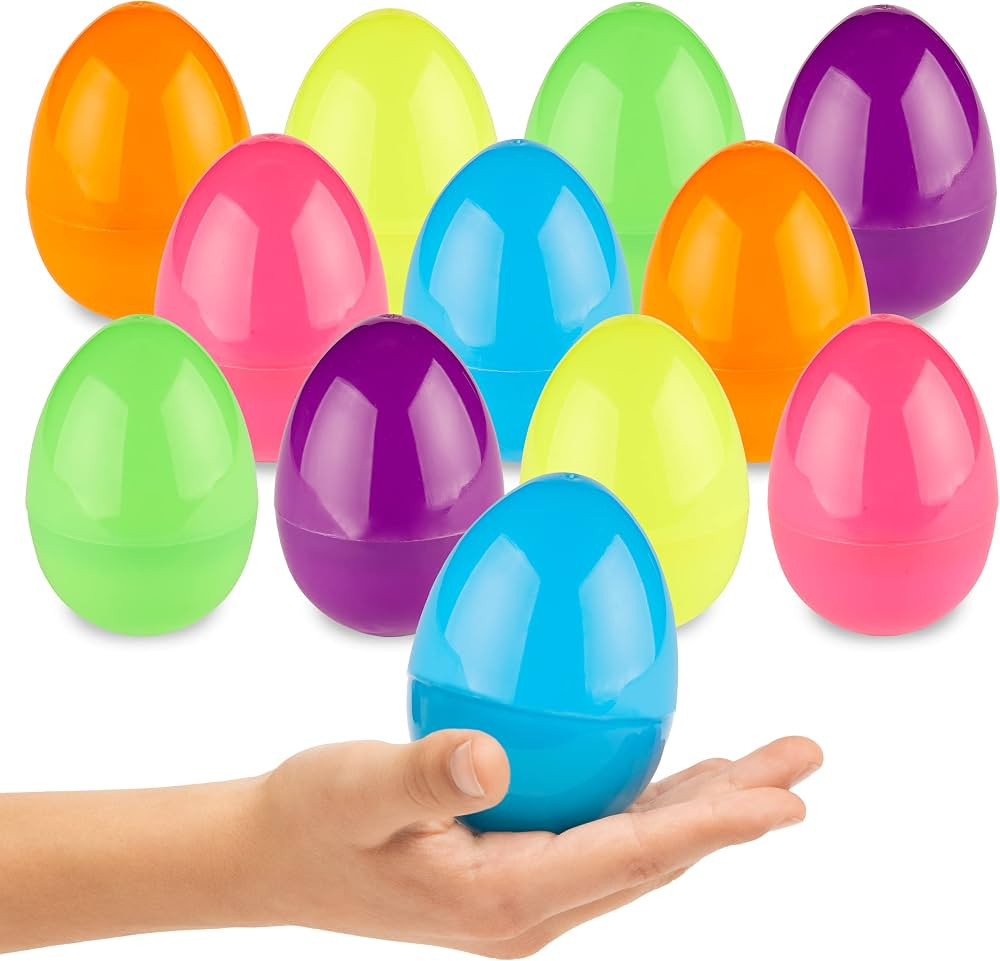 Prextex 3.5” Unfilled Easter Eggs, 12 pcs | Empty Plastic Easter Eggs Bulk Fillable with Candy,... | Amazon (US)