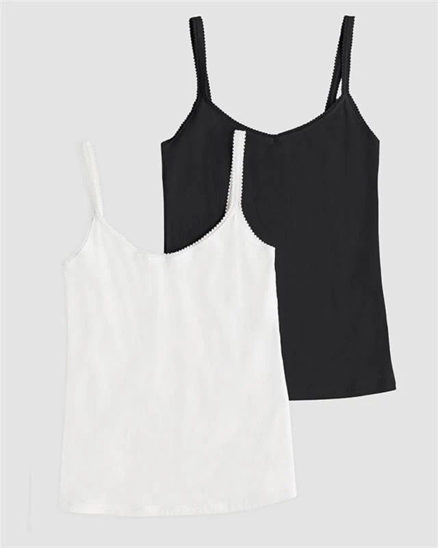 Cabana Cotton Cami - Black White | On Gossamer