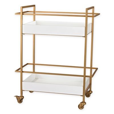 Sterling Industries Kline Retro Bar Cart in White and Gold | Bed Bath & Beyond