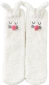 Journey studio 1 Pair Fuzzy Socks Rabbit Design Tube Socks Cute Animal Socks Fluffy Soft Winter W... | Amazon (US)