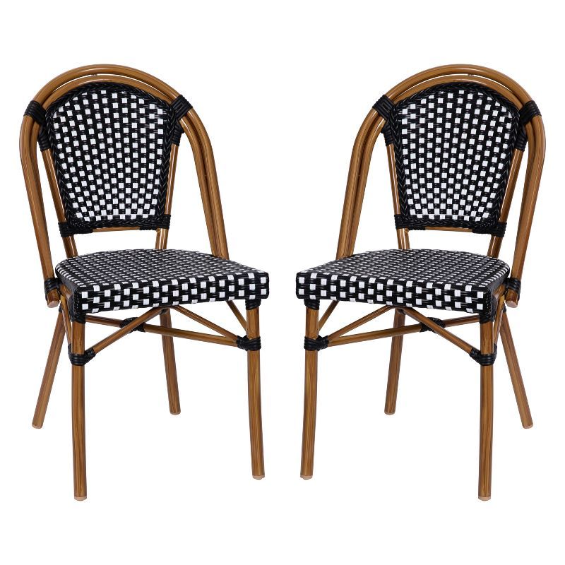 Emma and Oliver Stacking French Bistro Chairs with PE Seat and Back and Aluminum Frame for Indoor... | Target