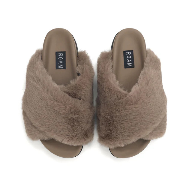 ROAM CLOUD SLIPPERS NUDE TONAL FAUX FUR | ROAM