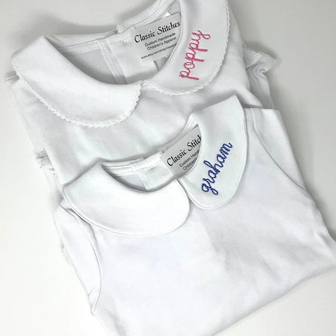 Peter Pan Collar Shirt/ Short Sleeved Knit/long Sleeve/ Collar Name/kids/children/personalized/mo... | Etsy (US)