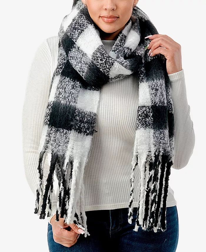 Marcus Adler Women's Cozy Plaid Blanket Scarf with Fringe & Reviews - Cold Weather Accessories - ... | Macys (US)