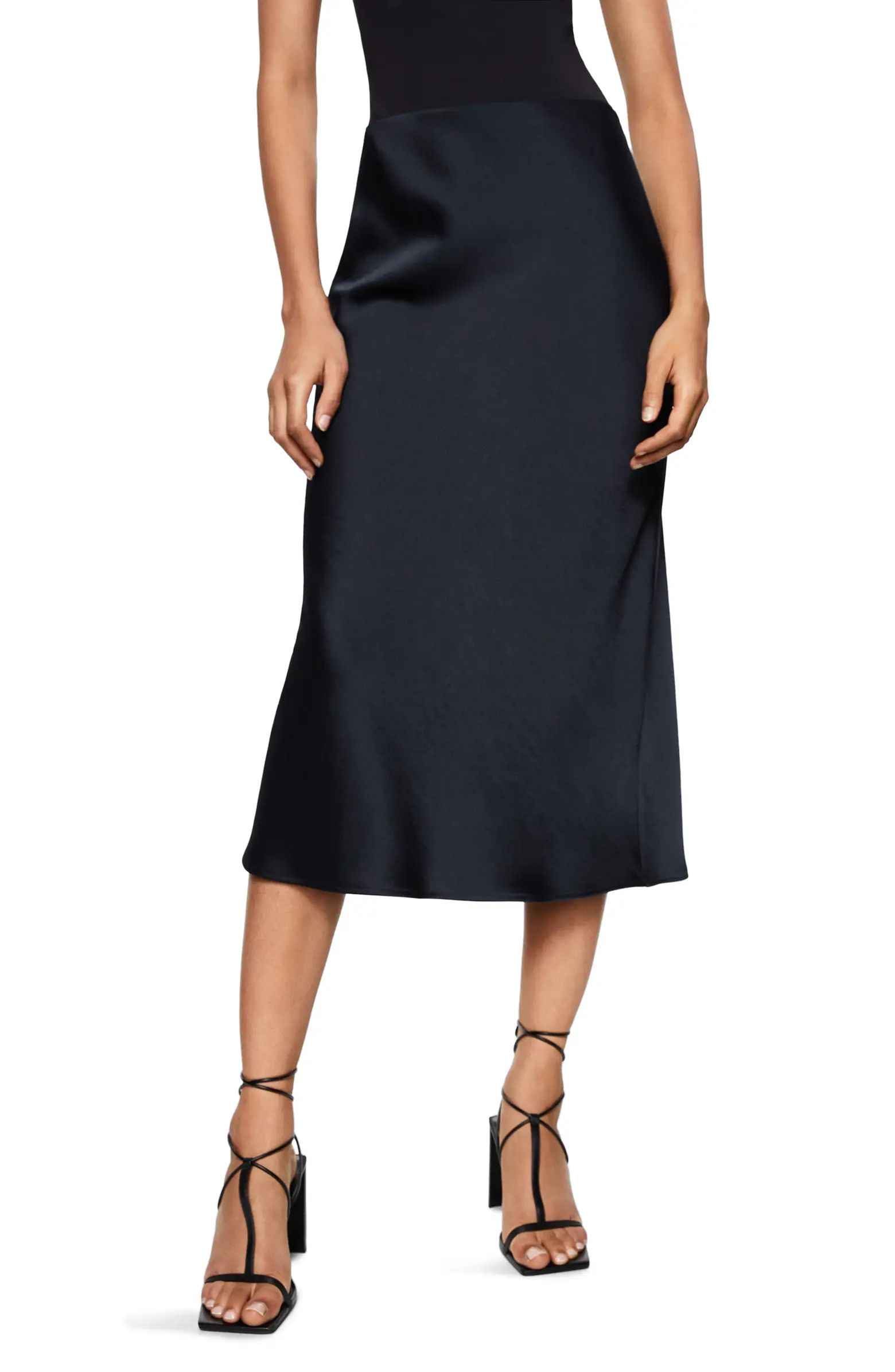 MANGO A-Line Satin Skirt | Nordstrom | Nordstrom