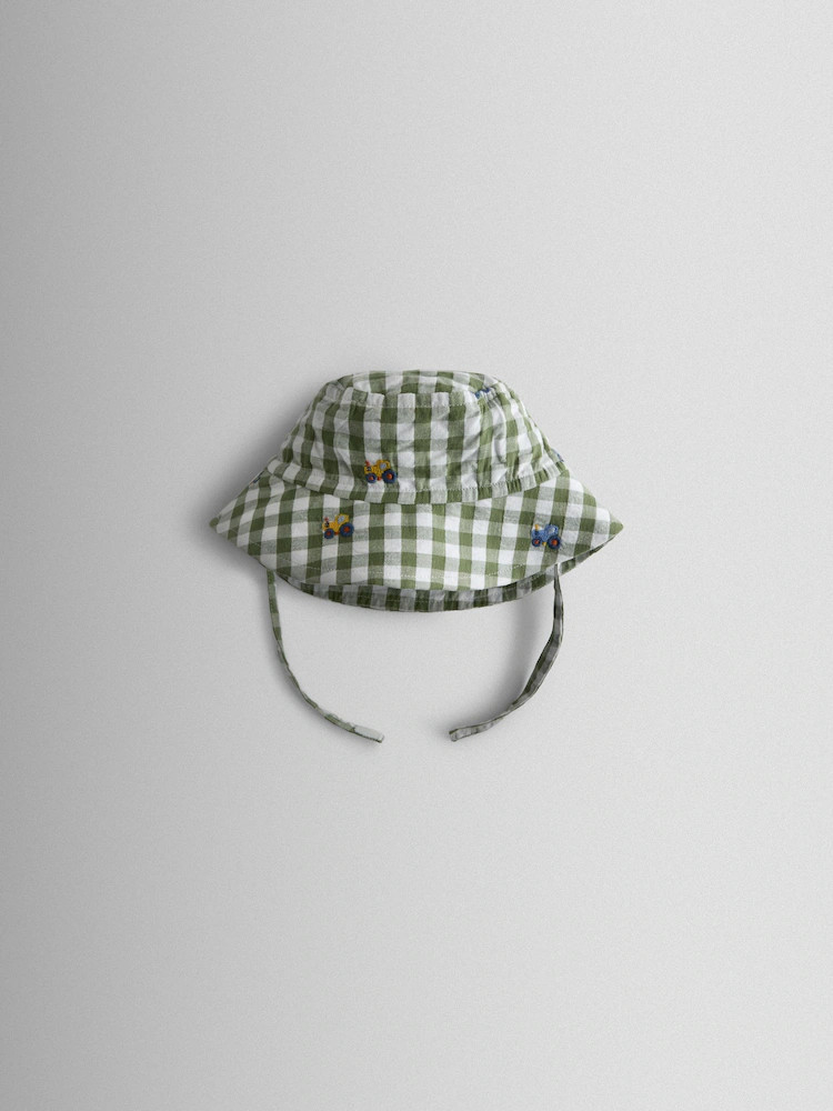 JoJo Maman Bébé Light Green Tractor Embroidered Floppy Sun Hat | Next EU