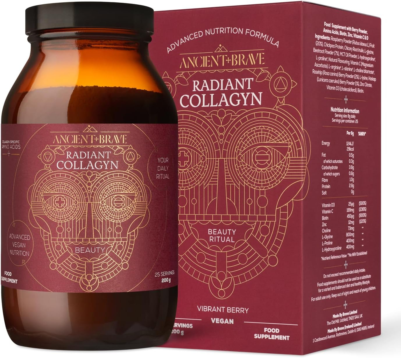 Ancient + Brave - Radiant Collagyn for Beauty 200 Grams - Vegan Collagen Powder with Chicory Root... | Amazon (UK)