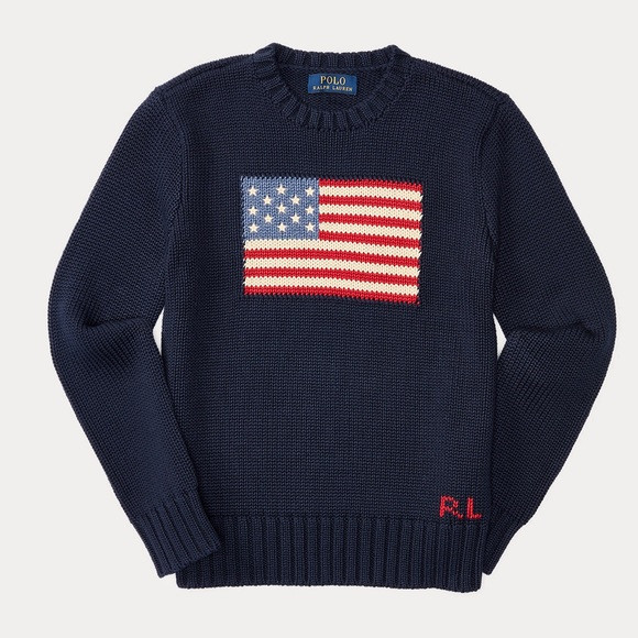 Polo Ralph Lauren Crewneck American Flag Cotton navy Sweater. Sz: Small, Medium | Poshmark