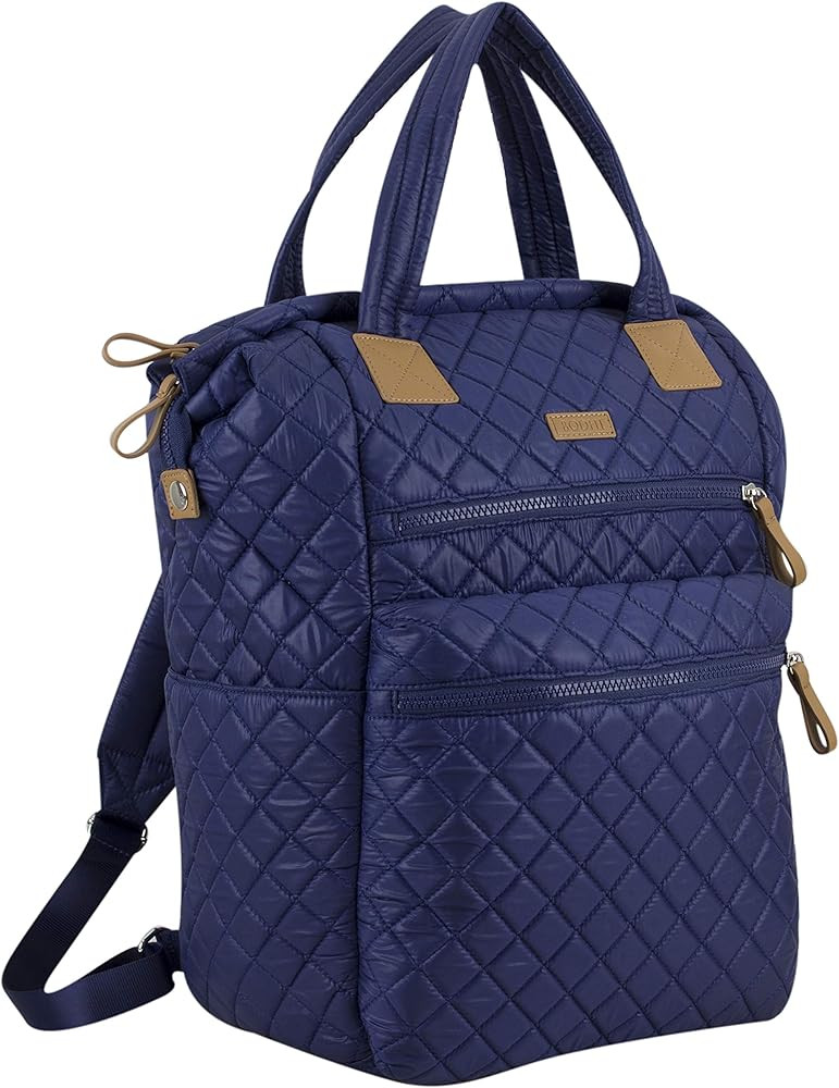 BODHI Quilted Luxe Top Handles Backpack with Trolley Sleeve - Navy | Amazon (US)