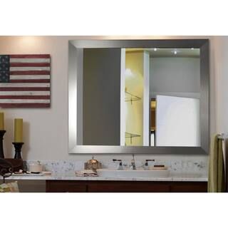 25 in. W x 35 in. H Framed Rectangular Bathroom Vanity Mirror in Silver | The Home Depot