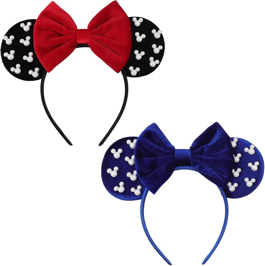 DRESHOW Mouse Ears Headbands for Women Girls Pearl Hairbands Bow Head bands Velvet Head band Chri... | Amazon (US)