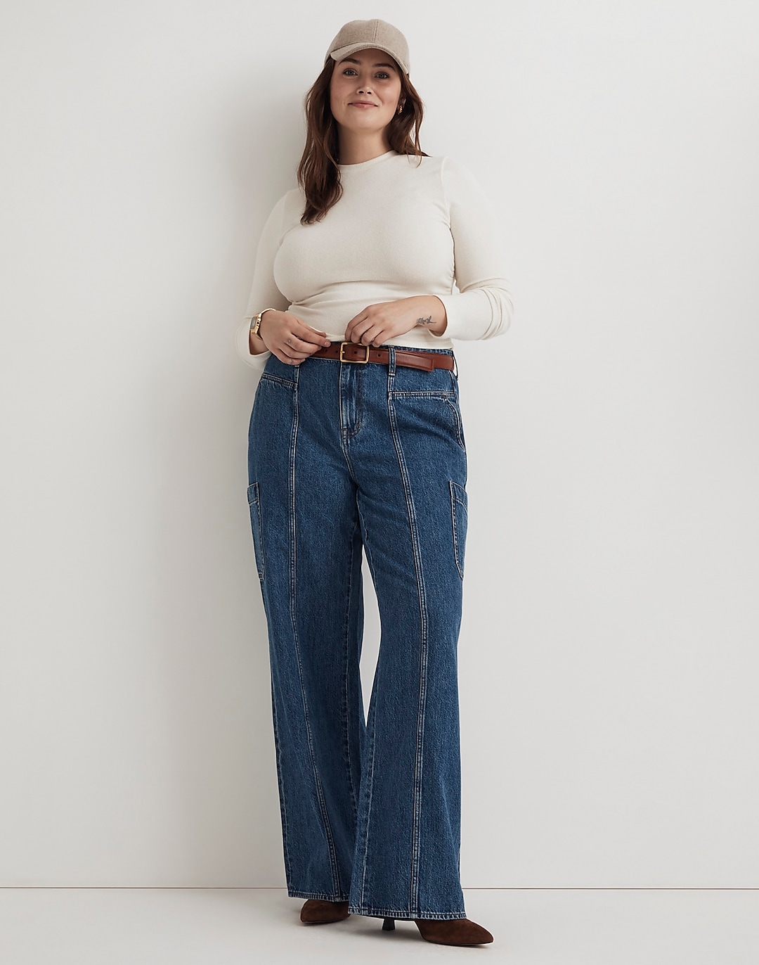 Plus Curvy Baggy Straight Cargo Jeans in Codey Wash | Madewell
