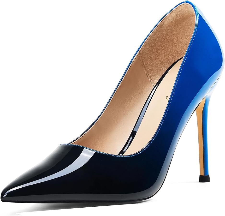 Elisabet Tang Women's High Heels Pumps Closed Pointed Toe Stiletto 4inch Heels Classic Office Spe... | Amazon (US)