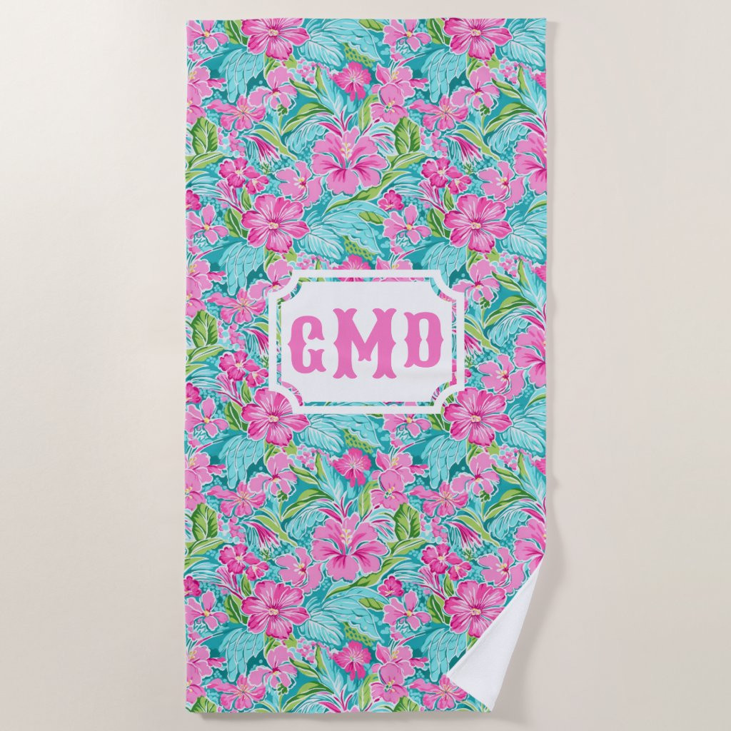 Preppy Tropical Hibiscus Flower | Monogram | Zazzle
