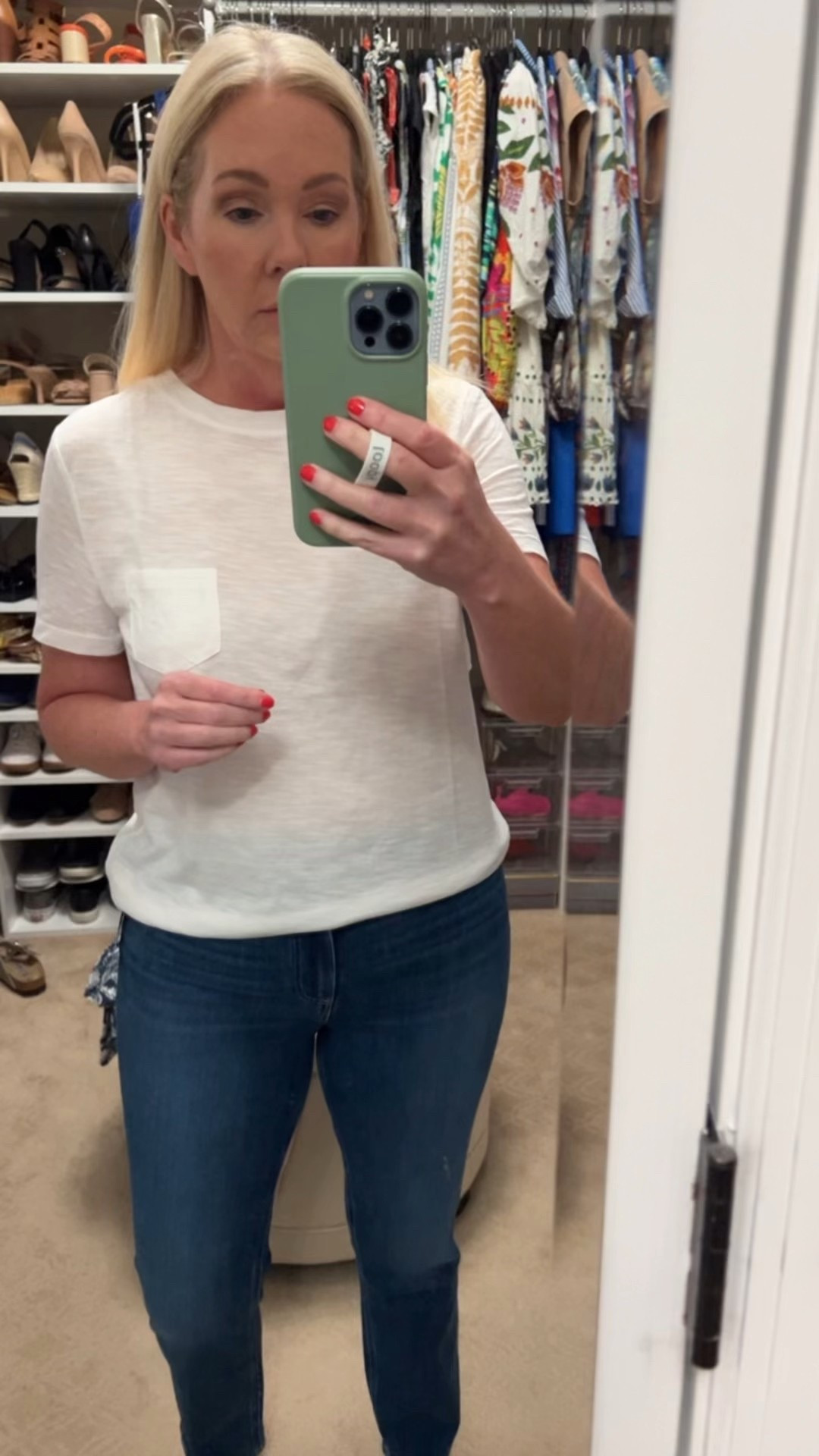 #nsale online order try on. Giving all my thoughts on Instagram Stories and saved in the NSale highlight. 
Jeans true to size 
Tee size M

#LTKFindsUnder100 #LTKSaleAlert #LTKOver40