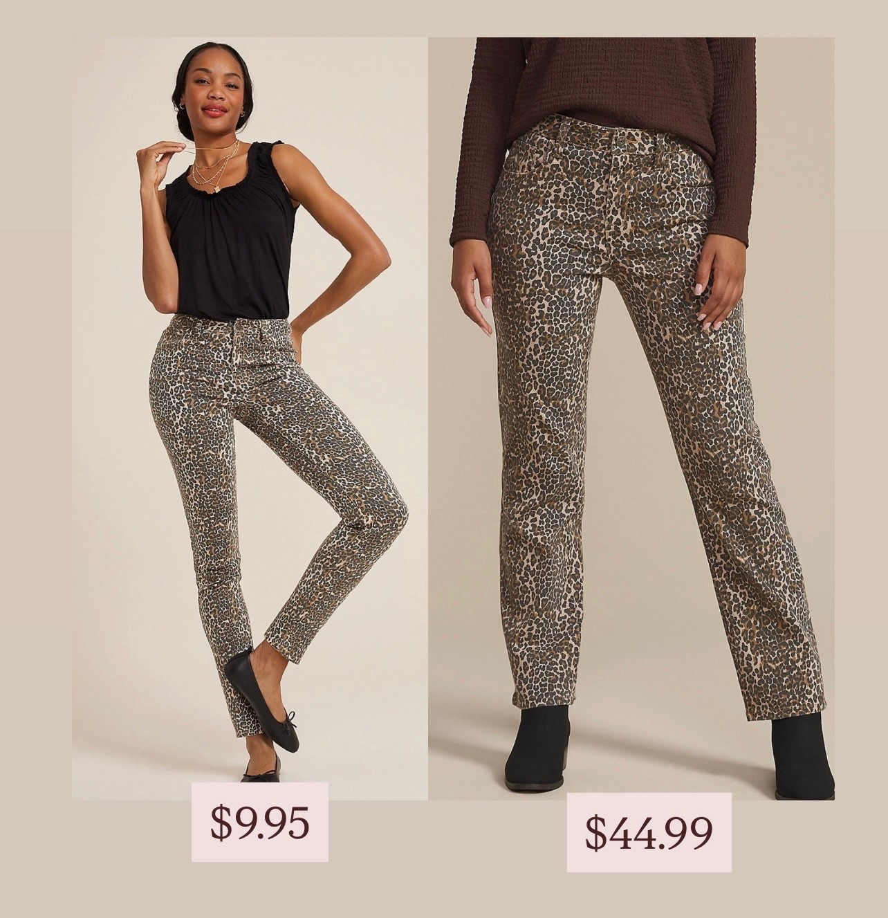 Maurice’s leopard jeans. One is one clearance the other isn’t. One is a straight leg - while the other is a crop. #maurices #leopardjeans #falltrends #fallfashion

#LTKSeasonal #LTKFindsUnder50 #LTKSaleAlert