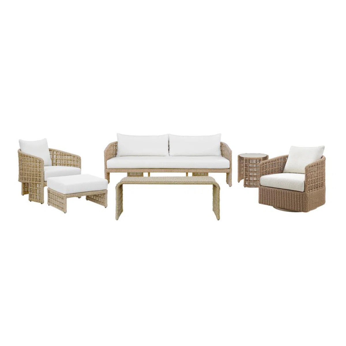 Driftbay 5-Piece Powder Coated Metal Outdoor Conversation Set With Boucle White Cushions (Set of ... | Wayfair North America
