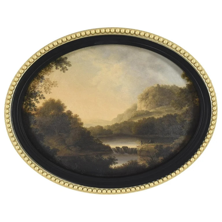 Home Decor Collection Gold Metro Beaded Oval Framed Landscape Wall Art, Vintage-Style Décor for ... | Walmart (US)