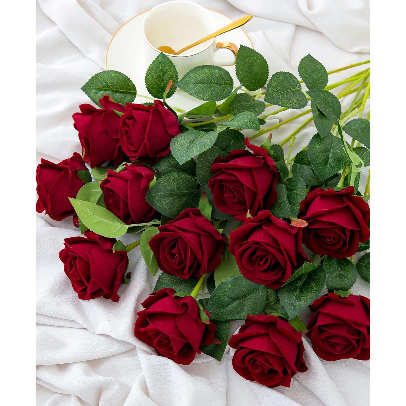 12PCS Artificial Roses Silk Flowers Fake Roses Bouquet Long Stem for Home Wedding Decoration Part... | Amazon (US)