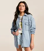 Washed Denim Oversized Shacket | Buckle