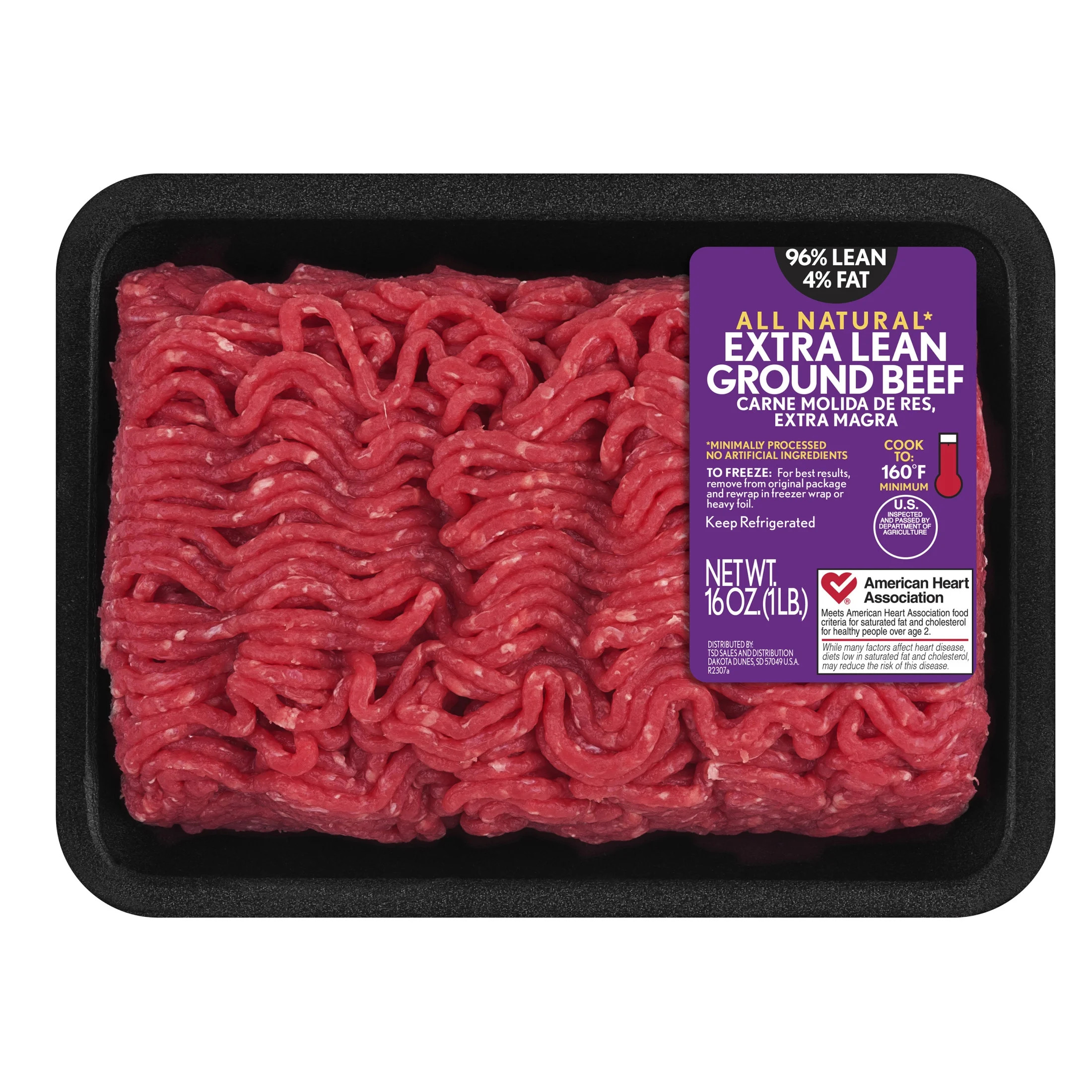 96% Lean / 4% Fat Extra Lean Ground Beef, 1 lb Tray, Fresh, All Natural* | Walmart (US)