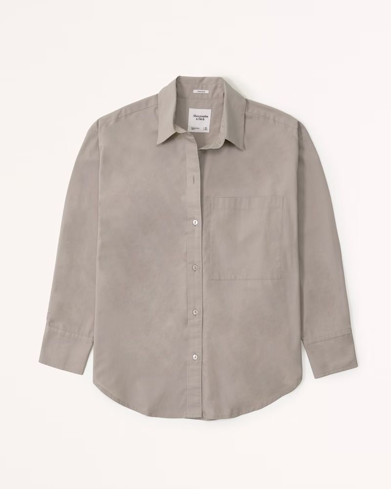 Oversized Poplin Button-Up Shirt | Abercrombie & Fitch (UK)