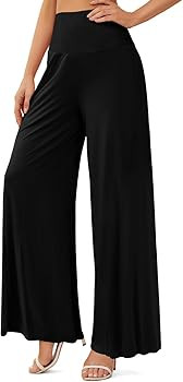 KISSMODA Women Palazzo Lounge Pants High Waist Wide Legged Trousers Casual Flowy Pants for Ladies... | Amazon (UK)