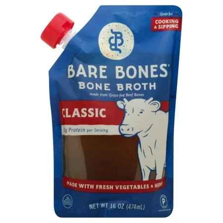 Bare Bones - 100% Grass-Fed Beef Bone Broth Classic Beef - 16 fl. oz. | Walmart (US)