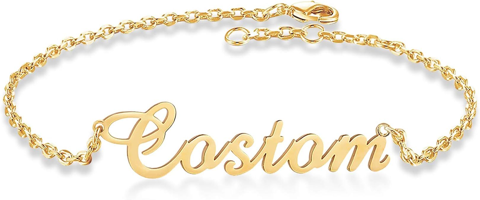 Bauma Personalized Name Bracelet or Anklet Bracelet Custom Made with Any Names for Women Girls Ch... | Amazon (US)
