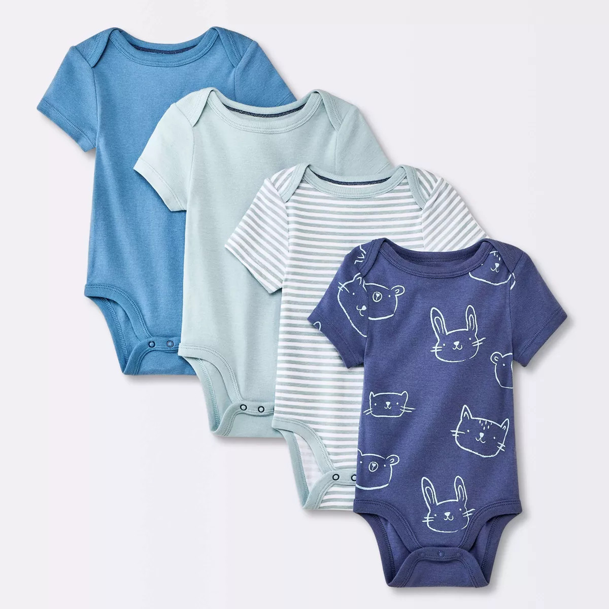 Baby Boys' 4pk Animals Short Sleeve Cotton Bodysuit - Cloud Island™ Blue | Target