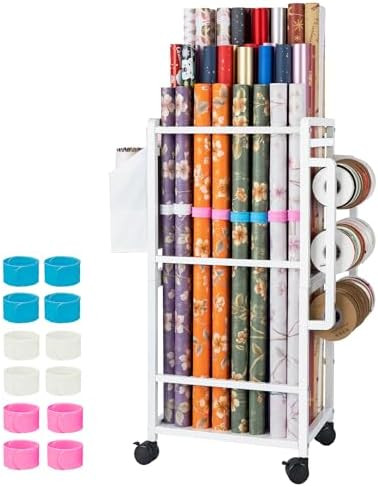 Gift Wrapping Paper Organizer Storage, Rolling Gift Wrap Storage Stand, Vertical Wrapping Paper S... | Amazon (US)