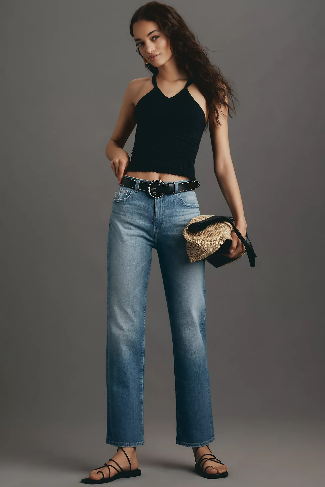 AG Brinley Mid-Rise Straight-Leg Jeans | Anthropologie (US)