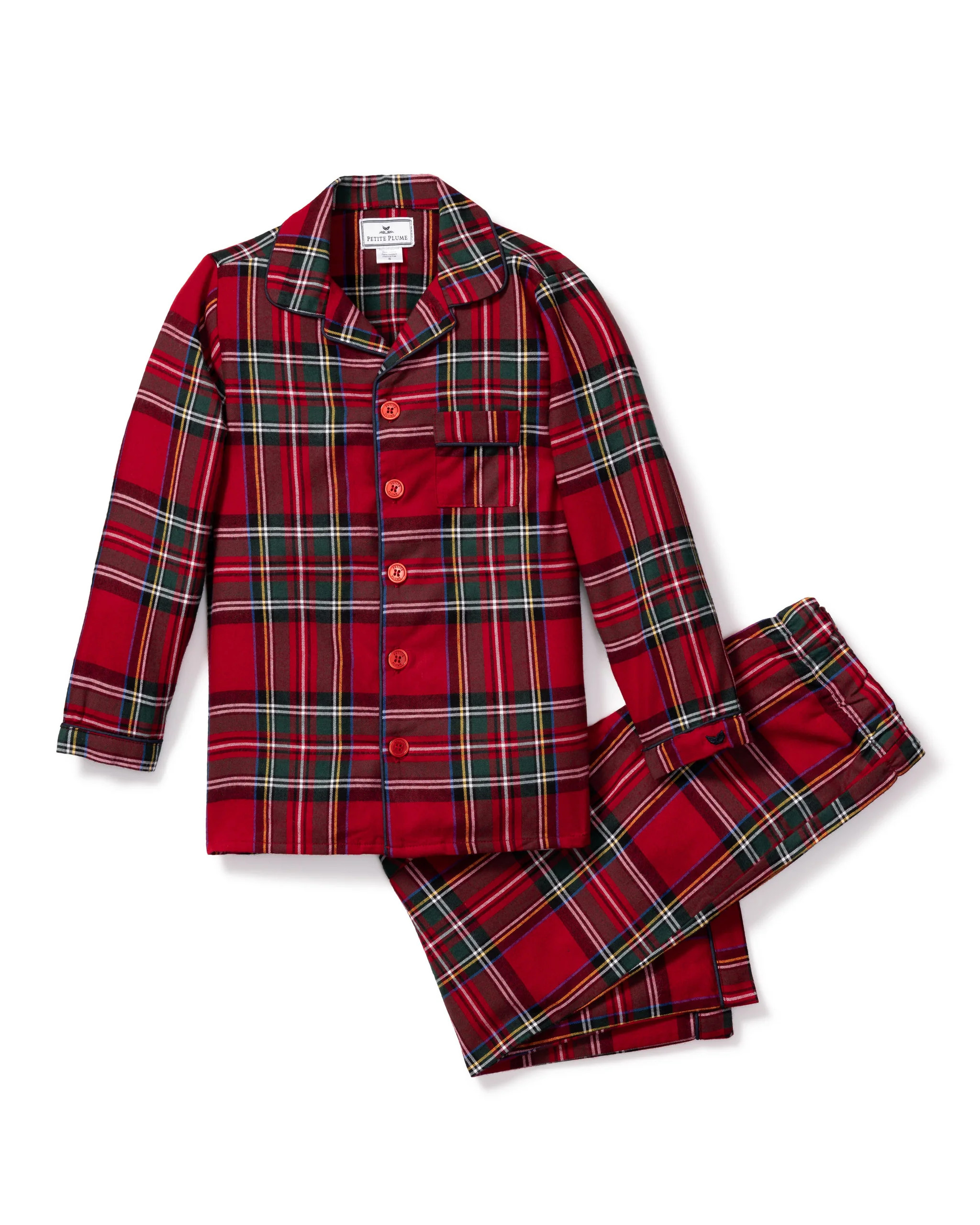 Kid's Brushed Twill Pajama Set in Imperial Tartan | Petite Plume
