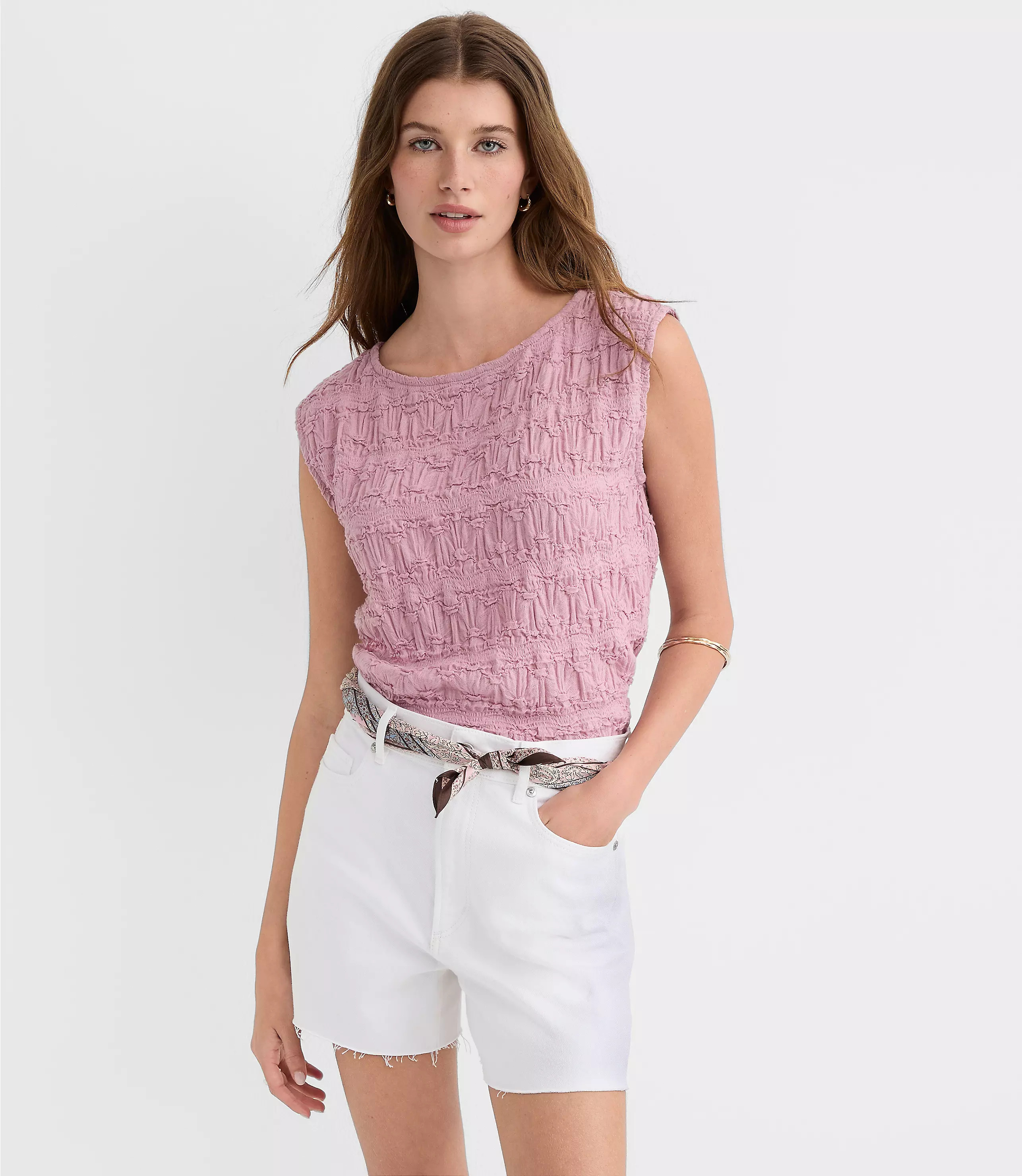 Puckered Ruffle Wedge Top | LOFT
