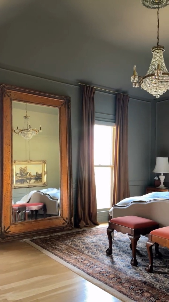 Y’all...I may have peaked with this FBMP find!!!

A couple weeks ago I missed out on a giant floor mirror at an estate sale by literal minutes. I was so mad at myself for letting it slip away, but as it often goes, there was a better option right around the corner.

In a redemption fueled FBMP search that went well into the night, I found this beauty and it’s even better than the original one I had my eye on. The seller had purchased it from an antique dealer (who bought it at an estate sale) but it didn’t work in his new home. 

It stands 8 feet tall, and I just love how the copper color pops against the dark green walls! It was meant to be!

If you recently had one that got away I know how frustrating it is. But almost every time a better option is right around the corner - just keep looking! Has this happened to you too?!

#antiques #fbmp #estatesales #interiordesign #antiquemirror