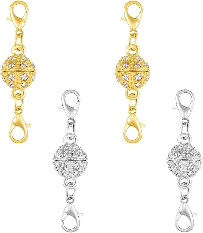 Magnetic Jewelry Clasps, Crystal Ball Connectors with Lobster Clasps, Magnetic Necklace Clasps an... | Amazon (US)